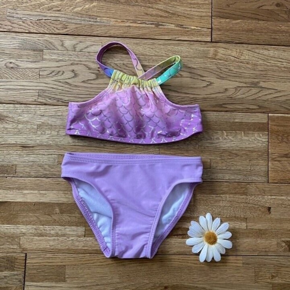 Cat & Jack Purple Mermaid Two‎ Piece Swimsuit Size 2t